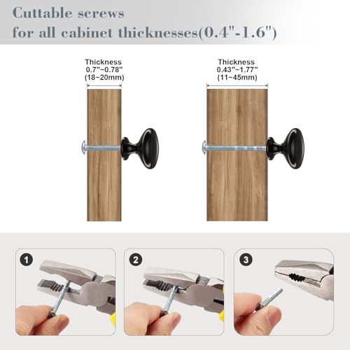 POZEAN Cabinet Knobs Brushed Nickel 30 Pack Cabinet Handles Drawer Knobs Solid Knobs Black with Screws for Dresser Drawer Cabinet Cupboard - Modern Kitchen, Bedroom and Bathroom Hardware,Black - color: Black, size: 30 Pack