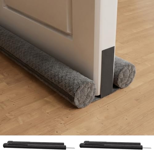 2 Pack Under Door Draft Stopper 36" Double Sided Door Sweep, Blocks Noise, Cold Air, Light, Dust, Smoke, Odor, Soundproof, Fits 30" 32" 36" Doors