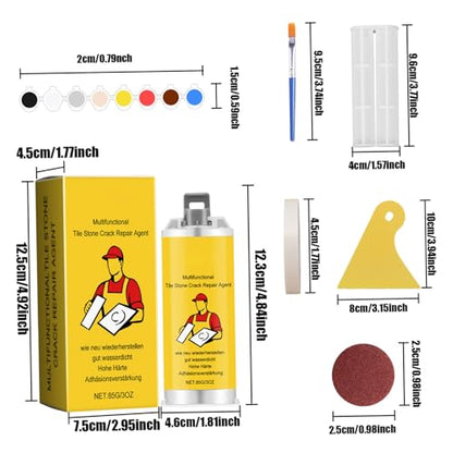 Tile Repair Kit Waterproof & Long-Lasting, Easy-to-Use Tub & Ceramic Tile Crack, Hole, Chip & Scratch Repair for Kitchen, Bathroom, Wall, Floor & Decorative Surfaces