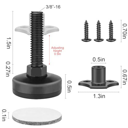 Anwenk 8Pack Leveling Feet Adjustable Furniture Levelers Table Leg Levelers for Sofa Tables Chairs Cabinets,Support 1320LBs, T-Nut Kit 3/8”-16 Thread, Large Base - color: Bk