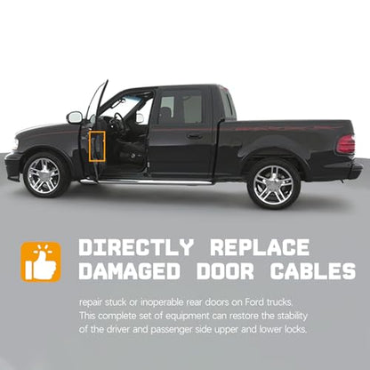 Latch Cables,rear door Upper & Lower Compatible with F-250 F-150 Ford Left Right Back Door Upper Latc Cables Repair Kit / 32.2 Inch 23.5 Inch