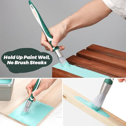 3pcs Trim Paint Brushes Set, 0.6", 0.7", 0.8" Small Paintbrush Synthetic Bristles, Long & Short Easy-Grip Rubber Handle, Trim Brushes for Painting Walls,Cabinets,Windows,Doors,Edges,Corners
