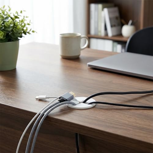 12 Pcs 1" Cable Cord Grommet Rubber Wire Grommets Desk Grommet White Desk Hole Cover for Cables Wire Hole Covers Furniture Desks Wall Holes Cover for Home Office Table Cable(White)
