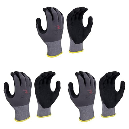 Radians Unisex Industrial Work Glove - Construction: Nylon Shell with Foam Nitrile Palm Dip - Gray - Standard Size XS (Pack of 3) - size: X-Small (Pack of 3)