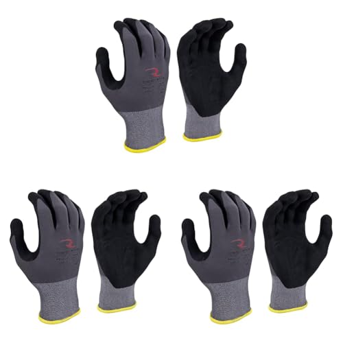 Radians Unisex Industrial Work Glove - Construction: Nylon Shell with Foam Nitrile Palm Dip - Gray - Standard Size XS (Pack of 3) - size: X-Small (Pack of 3)