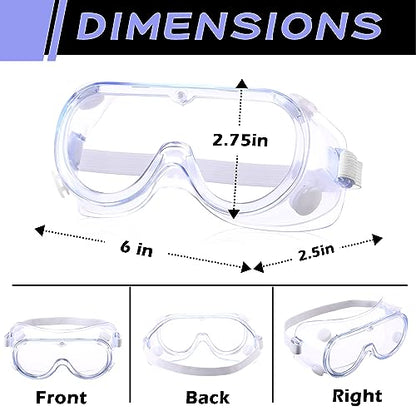 Yunsailing Protective Safety Goggles Lab Over Glasses Clear Anti Fog Eye Protection Goggles for Men Women - color: Clear White