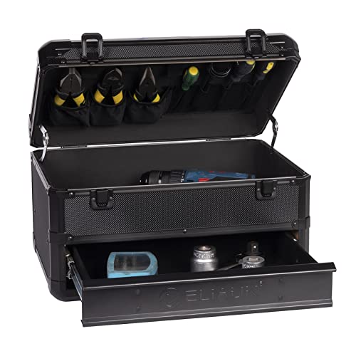 E ELIAUK Tool Box Hard Case Tool Organizer Storage Cabinet Carry Case,Toolbox with Drawers, Black - color: Black