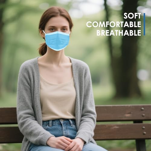 NNPCBT Blue Disposable Face Masks 125 Pack,3-Ply Breathable Mask For Adults,Great For Outdoors,Home, Office, School - color: Adult-125 Pack-blue