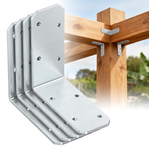3"x3"x1.2" Steel L Bracket, 90 Degree Metal Iron Corner Brace - Right Angle Joist Brackets for Wood Shelves, Desk, Fence, Furniture Repair (Galvanized-4 Pcs) - color: Galvanized-4 Pcs