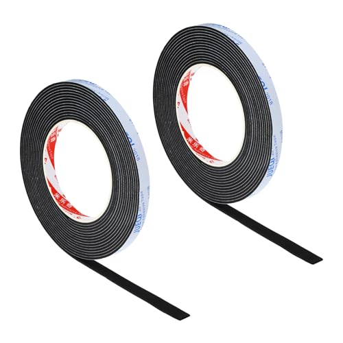 PATIKIL 3/8" W x 5/64" T x 16.4Ft EVA Single Sided Foam Tape, 2Pcs Multipurpose Sealing Strip, Waterproof Weather Stripping With Adhesive for Door, Black - color: Black, size: 3/8"W x 5/64"T x 16.4Ft
