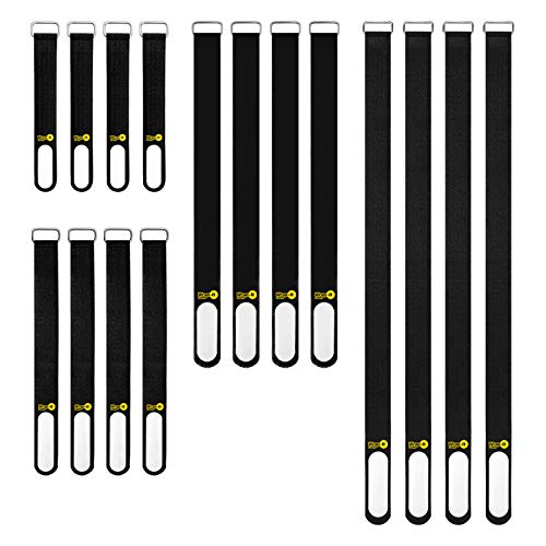 Wrap-It Storage Cinch-Straps (Assorted 16-Pack) Black - Hook and Loop Strap with Write on Label for Easy Cord Identification and Cable Management - color: Black, size: Assorted 16 Pack (5",8",12",18")
