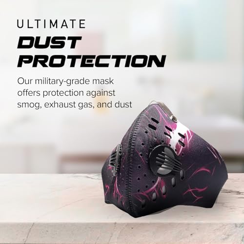 ECO-GEAR Anti Pollution Face Mask with Military Grade Protection | Anti Smoke, Exhaust Gas, Dust & Pollen - color: Red Dragon -Medium