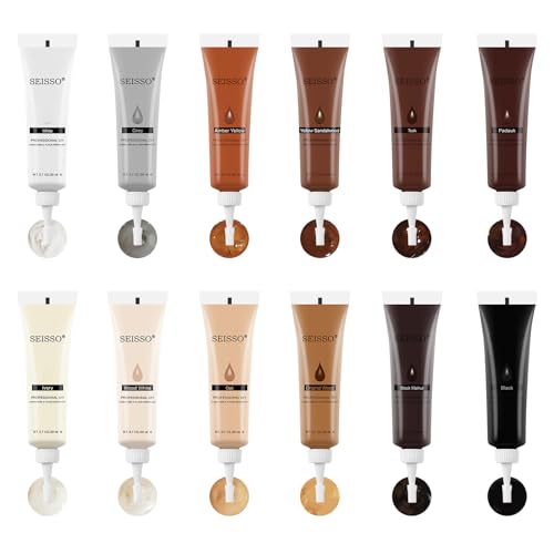 SEISSO Furniture Repair Kit, 12 Colors Wood Touch up Paint, Wood Stain, Wood Filles, Wood Paint Restore Any Wooden Floors, Cabinet, Tables, Carpenters, fix Furniture Scratches, Cracks, Hole - color: 12 Colors