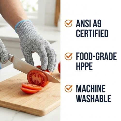 Premium Level 9 Cut Resistant Gloves for Food Prep, Butcher, Fish Cleaning, Meat Cutting, Mandoline - size: Small