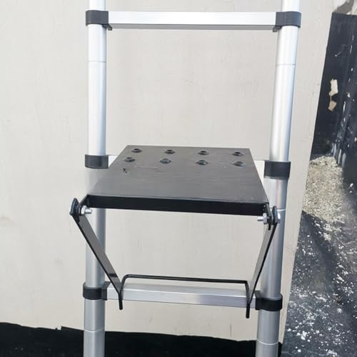 Anti-Slip Folding Ladder Work Platform, Heavy Duty Iron Step Stand with 330lb Capacity, Portable Paint Tray and Tool Holder for Construction and DIY