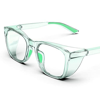 DILANCO Clear Safety Glasses Goggles With Side Shields for Women Men,Fog & Scratch-Resistant Complete UV Protection Eyewear - color: Green