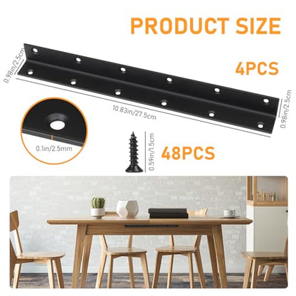 Raised Garden Bed Corner Brackets, 4pcs L Bracket, 90 Degree Angle Brackets, Black Metal Bed Corner Bracket Connectors for Furniture, Wood Frame, Shelf, Cabinet (275x25x25mm) - size: 275x25x25mm