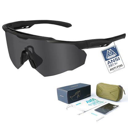 Shooting Glasses Anti Fog with High Definition Lenses, ANSI Z87+ Certified Tactical Safety Glasses for Men Women - color: A7-polarized Grey