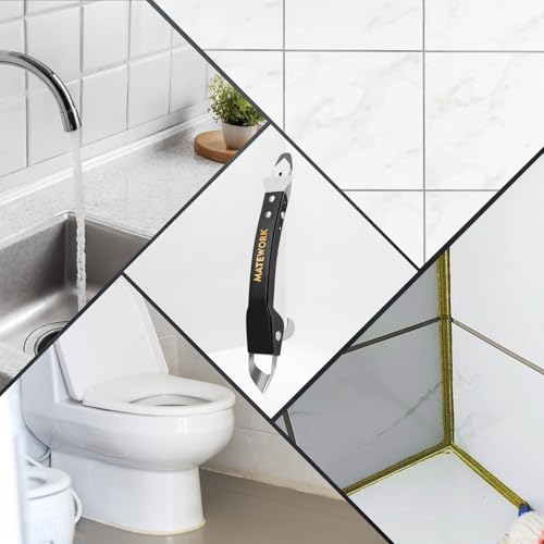 Caulking Tool Kit, Stainless Steel Caulk Remover Tool, 4 in 1 Grout Removal Tool, Sealant Finishing Tool with 5 Silicone Pads, Caulk Removal Tool for Shower Kitchen Bathroom Floor Window Sink, Black - color: Black