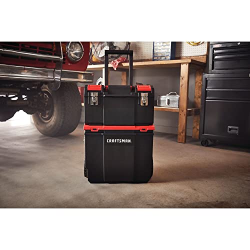 CRAFTSMAN 19-in. 3-in-1 Rolling Tool Box with Wheels, Red, Plastic, Lockable (CMST18614) - style: 3-in-1 Rolling Tool Box
