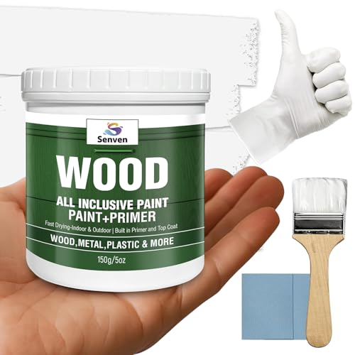 Wood All-in-One Paint White Touch Up Paint for Wood, Furniture, Cabinets, Walls, Trim, Doors, Tables, Acrylic Enamel, Water Based, Non-Toxic & Odorless, Fast Drying, Interior/Exterior, 5.3 Fl Oz - color: White, size: 5.3 Fl Oz (Pack of 1)