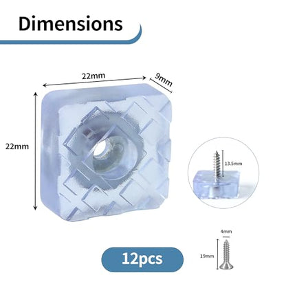 Alise 12Pcs Square Rubber Furniture Pads,Rubber Feet Sliders Carpet Saver Hardwood Floor Protectors Surface Protection for Chair Table Sofa Couch Leg Caps Non Slip Furniture Grippers,Blue,1''x1'' - color: Clear-blue