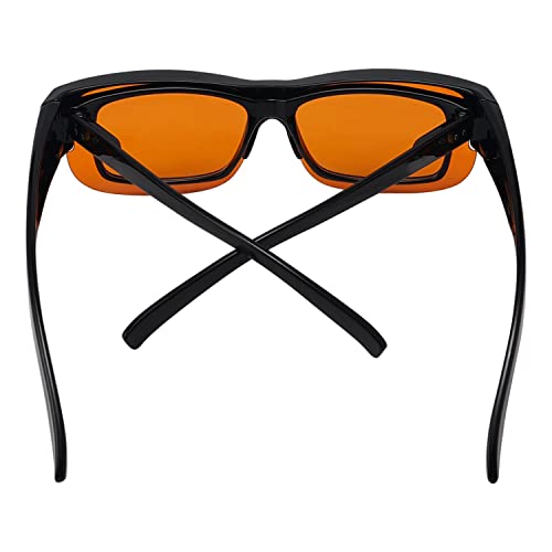 Eyekepper 100% Blue Light Reduction Fitover Anti-Blue Blocking Computer Eyeglasses with Amber Lenses - color: 1803-tortoise-100% Blue Light Blocking