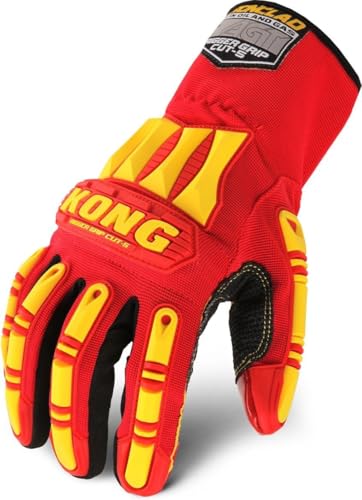 Ironclad KONG KRC5-03-M Rigger Grip Cut 5 Oil & Gas Safety Impact Gloves, Medium, Red/Yellow - size: Medium (Pack of 1)