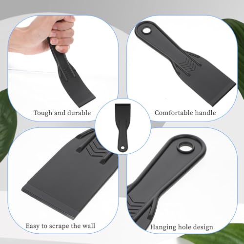 5 PCS Plastic Putty Knife Plastic Putty Filler Knife Tool Set 2 Inch Putties Knives Black Filling Knives Scrapers for Repairing Walls, Removing Wallpaper, Spackling Patching