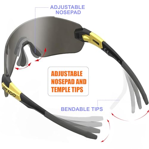 RIDE YOUR WAY Professional wrap around Frameless Cycling Sunglasses for Men and Women - color: T Black Gold-full Gold Ml