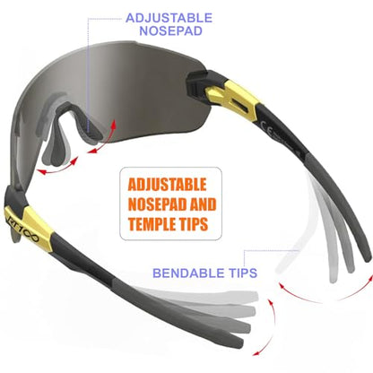 RIDE YOUR WAY Professional wrap around Frameless Cycling Sunglasses for Men and Women - color: T Black Gold-full Gold Ml