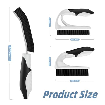 Cleangor Scrub Brush Set, Heavy Duty Scrub Brushes Crevice Cleaning Brush with Stiff Bristles, 3 Different Brushes Included for Household Use, Grout, Tile, Bathroom, Kitchen, Bathtub, Floor