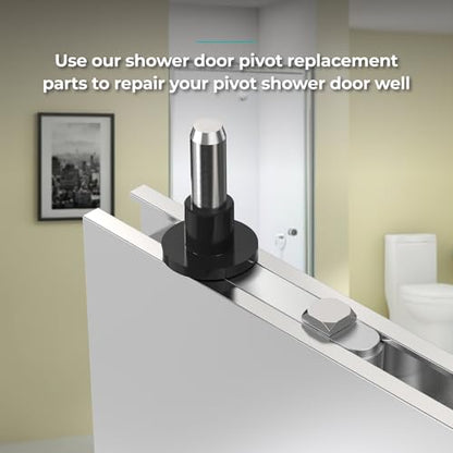 Shower Door Pivot Block with 3/4" Pin for Framed Swing Shower Doors, Shower Door Hinge Pin Kit Fits Framed Swing Door Replacement Pivot Bracket, Glass Door Replacement Parts