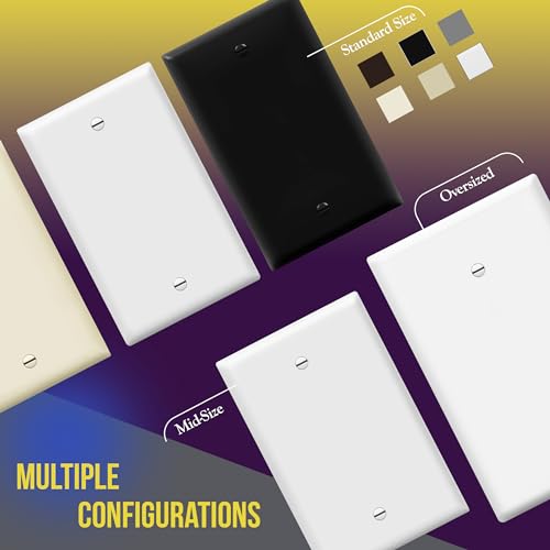 ENERLITES Blank Wall Plate Cover, Gloss Finish, Standard Size 1-Gang 4.50" x 2.76", Polycarbonate Thermoplastic, Electrical Covers for Unused Outlets/Switches, 8801-W-5PCS, White 5 Pack - color: White, size: 1 Gang