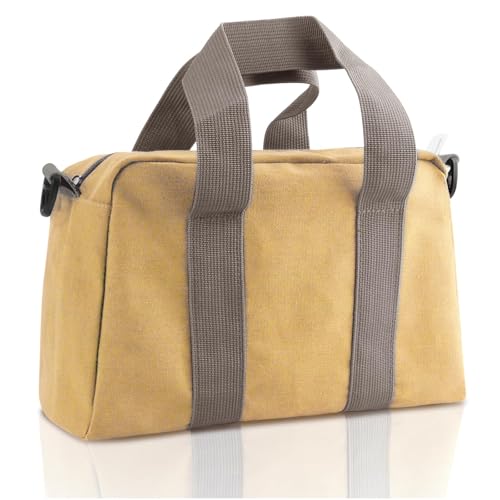 Small Tool Bag, Canvas Tool Storage Bag, Large Capacity Multipurpose Zipper Soft Tote Organizer Pouch for Electrician, Plumbing, Gardening,Tools Bags for Men (Khaki, 20 Inch) - color: khaki, size: 20 Inch