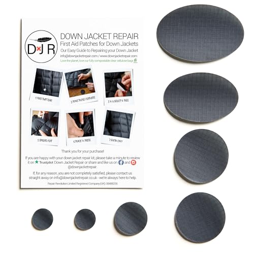 Down Jacket Repair Patches - Self-Adhesive Down Jacket Repair Patches | Waterproof, Tear-Resistant, Pre-Cut Patches | 7-Piece Set for Outdoor Gear, Sleeping Bags & Tent - color: Dark Gray
