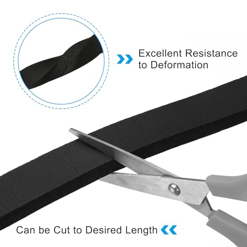 PATIKIL Foam Weather Stripping for Doors, 2 Rolls 1" W x 3/8" T Foam Seal Tape Adhesive Insulation Strip for Door Window Air Conditioning, Black(13 Ft Total Length in 2 Rolls) - size: 1" W x 3/8" T