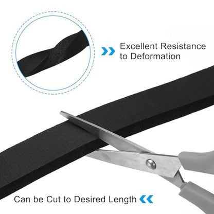 PATIKIL Foam Weather Stripping for Doors, 2 Rolls 1" W x 3/8" T Foam Seal Tape Adhesive Insulation Strip for Door Window Air Conditioning, Black(13 Ft Total Length in 2 Rolls) - size: 1" W x 3/8" T
