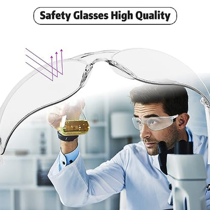 Salfboy Clear Safety Glasses Bulk of 10 ANSI Z87.1 Protective Eyewear Scratch-Resistant for Work, Lab, Construction - color: 10 Clear