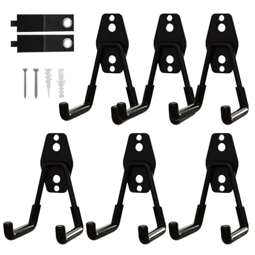 6-Pack Small Square Heavy Duty Garage Hooks, Ideal for Hanging Ladders, Bikes, Tools, Garage, Garden, Basement, Shed, Utility Room Storage (Black) - color: Black, size: Small Square-6pcs