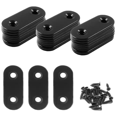 Jiozermi 24 Pcs Straight Brace, Flat Brace 1.6” x 0.6”, Stainless Steel Straight Bracket, Mending Joining Plates for Wood, Board, Bed Frame, Furniture & Shelves, Matte Black - size: Black, 1.6” x 0.6”, 24 Pcs