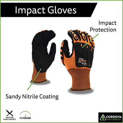 Cordova 7734 OGRE-Flex 13-Gauge Gloves,Hi-Vis Orange Polyester Shell,TPR Protectors,Nitrile Coating, Reinforced Thumb Crotch - size: Small (Pack of 1), style: 1-pack