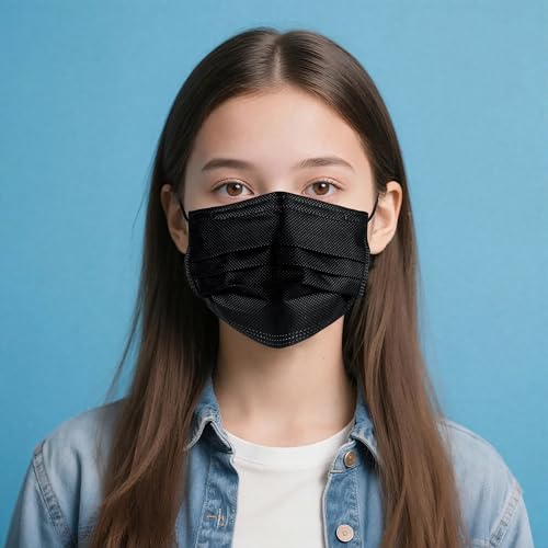 NNPCBT Black Disposable Face Masks 125 Pack,3-Ply Breathable Mask For Adults,Great For Outdoors,Home, Office, School - color: Adult-125 Pack-black