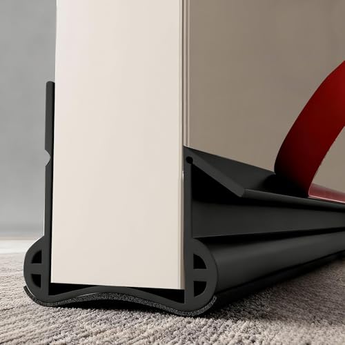 36" Door Draft Stopper, Under Door Draft, Door Draught Excluder for Bottom of Doors,Weather Stripping for Doors, Self-Adhesive Door Seal Door Gap Cover for Cold, Noise Wind (Black) - color: Black