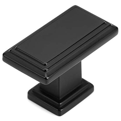 KOOFIZO 10 Pack Matte Black Cabinet Knobs Black Drawer Knobs K07 Rectangular Single Hole Cabinet Pulls for Cabinets Drawers Dresser Cupboard Bedroom Closet Bathroom Vanity - color: Black, size: Knob 01 - 10Pcs