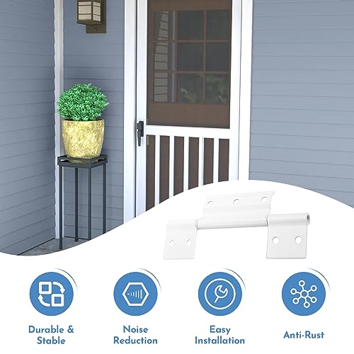 3Pack Screen Door Hinges, White Aluminum 1/8 in. Grooved Center Screen/Storm Door Hinge Compatible with Most Screen Doors