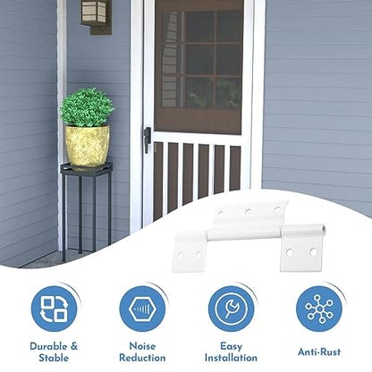 3Pack Screen Door Hinges, White Aluminum 1/8 in. Grooved Center Screen/Storm Door Hinge Compatible with Most Screen Doors
