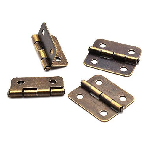 2 Sets mini Bronze Antique Hasp Latch Buckle and Rectangle Hinge with Matching Screws Kit for Repair and Decorative Jewelry Box