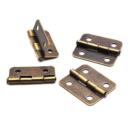 2 Sets mini Bronze Antique Hasp Latch Buckle and Rectangle Hinge with Matching Screws Kit for Repair and Decorative Jewelry Box