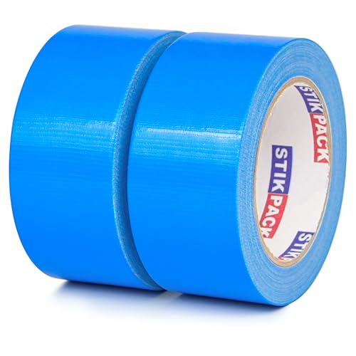 2 Rolls Blue Duct Tape, Heavy Duty Strong Industrial Colored Duct Tape 9mil x 2inch x 25yds Flexible, No Residue, Waterproof and Tear by Hand, Multi-Use for Indoor & Outdoor Repairs - color: Blue